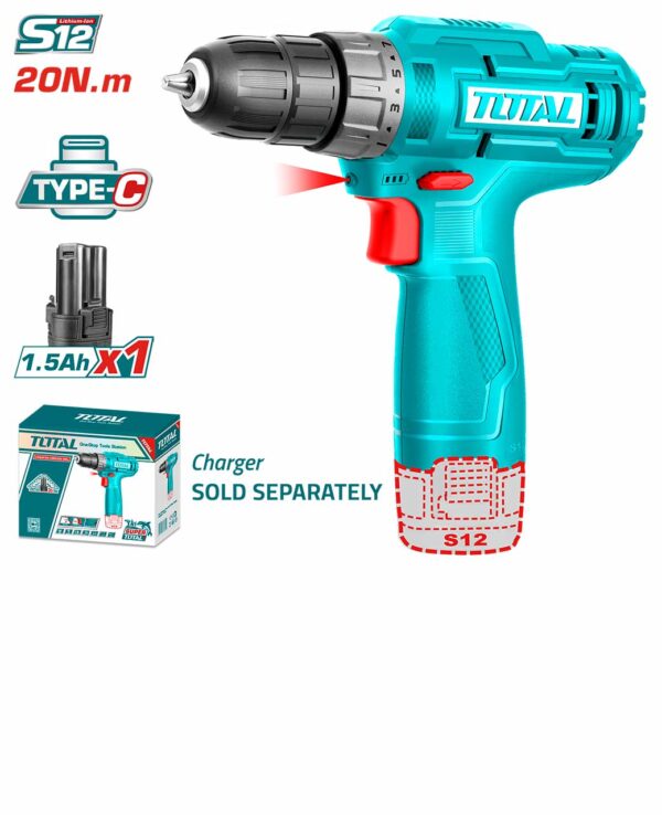 TOTAL LITHIUM-ION CORDLESS DRILL 12V - Image 3