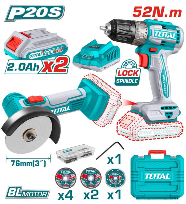 TOTAL CORDLESS 2PCS COMBO KIT 20V